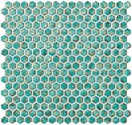 Мозаичный декор Atlas Concorde Dwell Turquoise Hexagon Gold 30x30